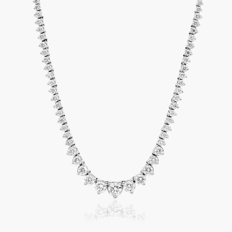 14k White Gold 8ct Diamond Graduating Tennis Chain