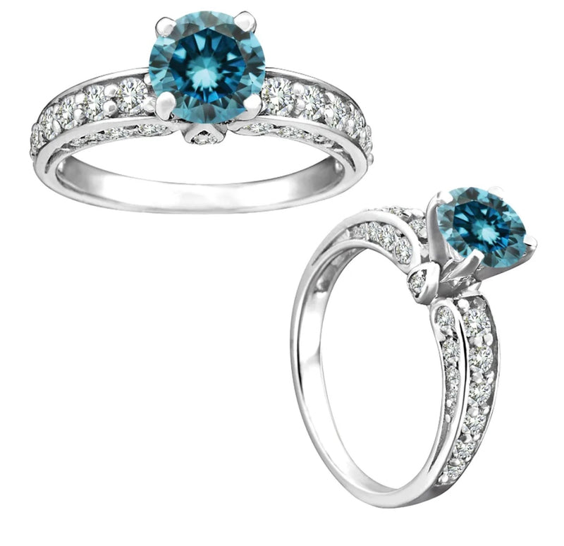 14k White Gold 0.75ct Blue Diamond Ring