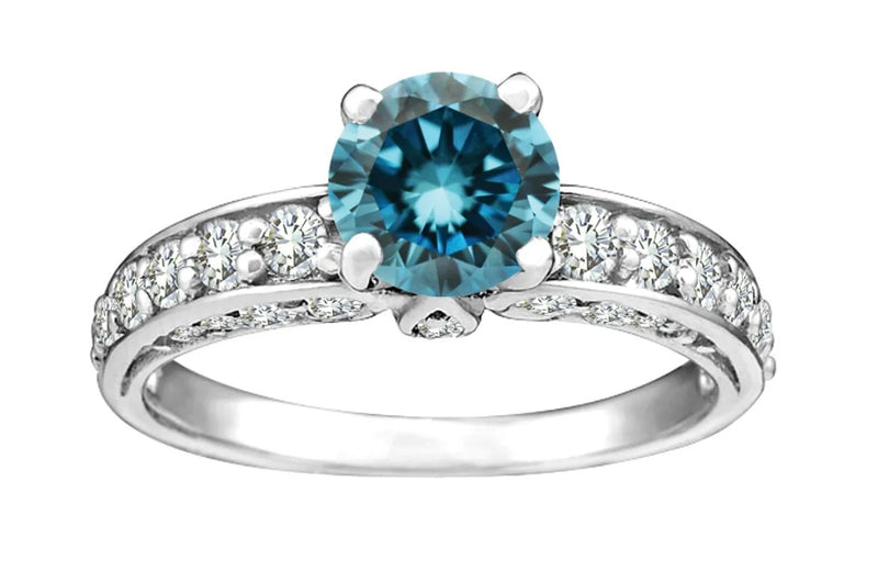 14k White Gold 0.75ct Blue Diamond Ring