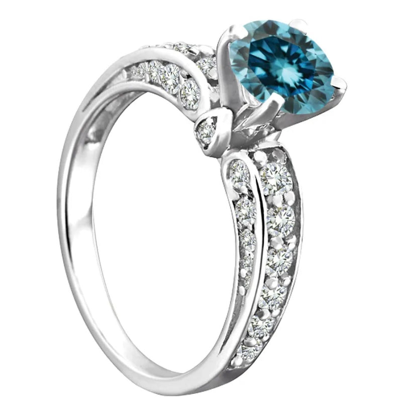 14k White Gold 0.75ct Blue Diamond Ring